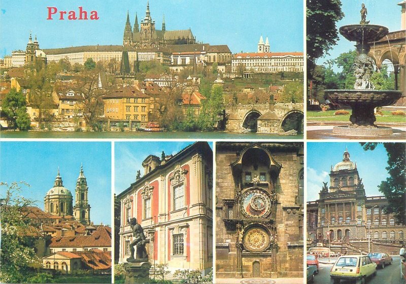 Postcard multi view Prague Czech Republic 