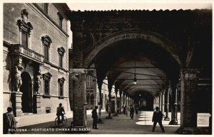 Vintage Postcard Porticato Chiesa Servi Roman Catholic Basilica Bologna RPPC