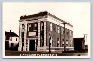 J90/ Florence Wisconsin RPPC Postcard c1930s State Bank Building  3