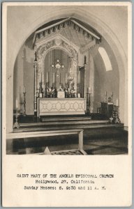 HOLLYWOOD CA ST.MARY of ANGELS CHURCH ANTIQUE REAL PHOTO POSTCARD RPPC