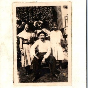 c1910s Lovely Happy Family RPPC Cute Laugh Little Girl Real Photo Smile Man A159