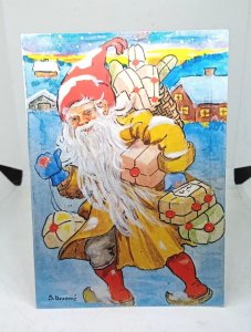 Father Christmas Santa Sweden Vintage Swedish Art Painting Postcard S Broome