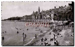 Postcard Moderne Menton Old Town Beach Quai Bonaparte