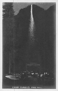 J43/ Yosemite National Park California Postcard RPPC c1910 Fire Fall Night 112