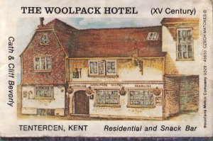 The Woolpack Hotel Tenterton Kent Old Matchbox Label