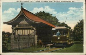 Philadelphia PA Parkside Ave Trolley & Motorman in View c1920 Postcard