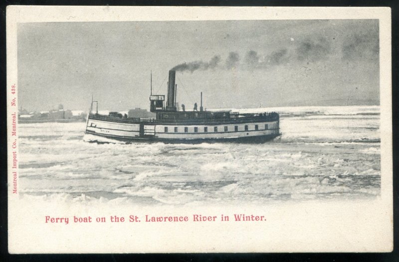 dc1339 - ST. LAWRENCE RIVER Quebec Postcard 1900s Ferry Boat