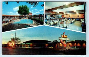 LIBERAL,KS ~ LA FONDA MOTEL & Restaurant Nite Neon c1960s Cars Roadside Postcard
