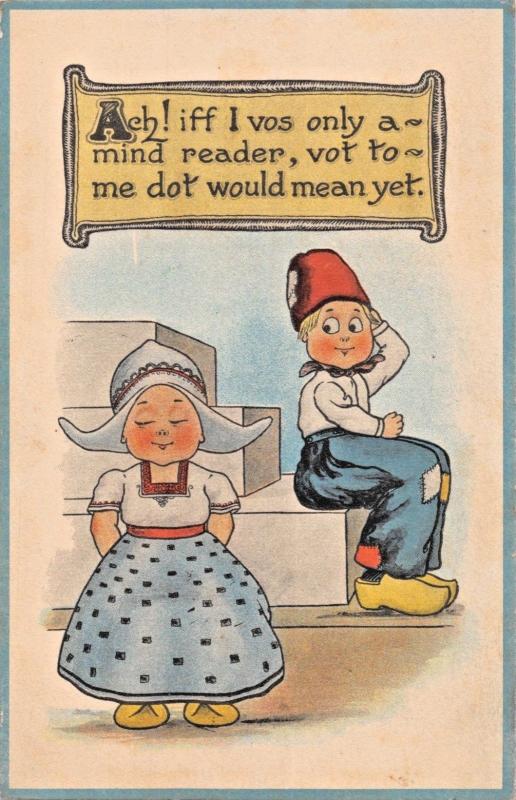 IF I VOS ONLY A MIND READER...DUTCH ROMANTIC COMIC POSTCARD 1916 PSMK