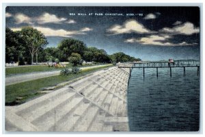 c1940's Sea Wall At Pass Christian Gulfport Mississippi MS Unposted Postcard