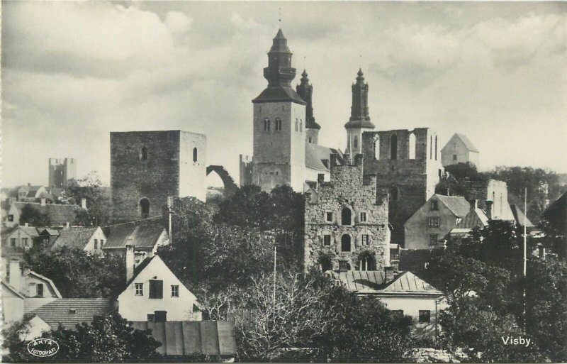 Lot 8 real photo postcards all VISBY Sweden c.1934 