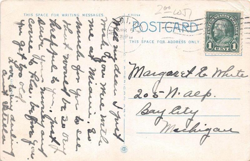 D5/ Miami Beach Florida Fl Postcard c1910 Roman Pool Baths Windmill