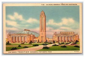 Vintage 1930's Postcard Coliseum Memorial Tower Auditorium Fort Worth Texas