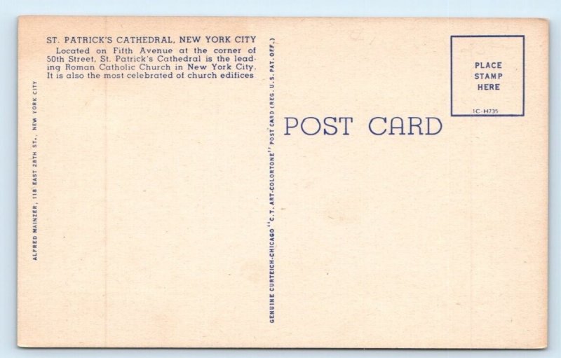 St. Patrick's Cathedral NEW YORK CITY Postcard