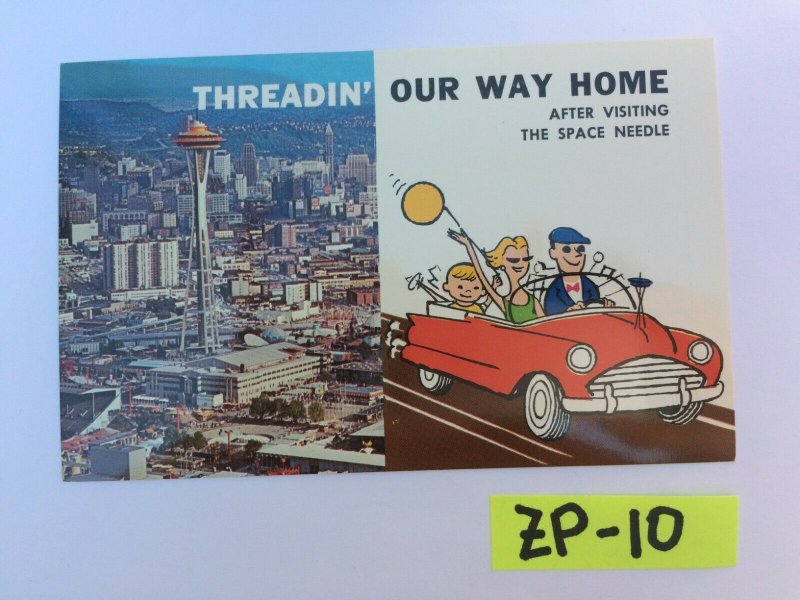 Threadin' our way home after visiting the space needle Vintage Postcard ZP-10