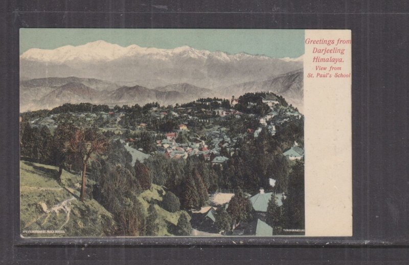 INDIA, DARJEELING, VIEW FROM St. PAULS SCHOOL, c1910 ppc, unused