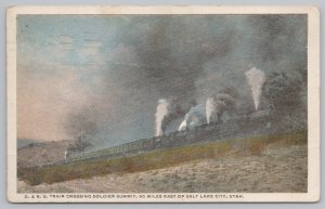 Transportation~D & RG Train @ Soldier Summit Salt Lake City~Vintage Postcard