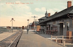 J41/ Tupper Lake New York Postcard c1910 NYC Railroad Depot Station 136