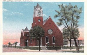 Postcard Zion Lutheran Church Manheim PA