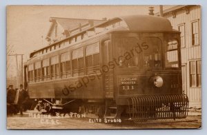 J89/ Medina Ohio RPPC Postcard c1910 Interurban Trolley CS&C Depot 364