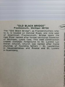 VTG Postcard Old Black Bridge Frankenmuth Michigan Dehmel Road 1986 unposted 628