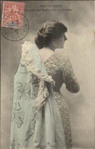 Beautiful Woman Wearing Intricate Lace c1910 French Postcard