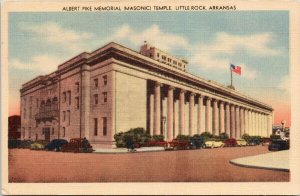 Albert Pike Memorial Masonic Temple Arkansas AR Unused Linen Postcard H13