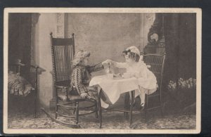 Children Postcard - Two Girls Having Tea - Will You Have Some Tea   RS18499
