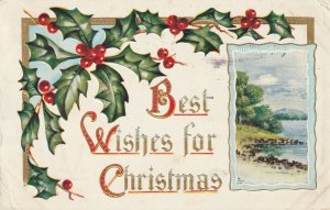 VINTAGE POSTCARD BEST WISHES FOR CHRISTMAS POSTED KENOSHA WISCONSIN 1911