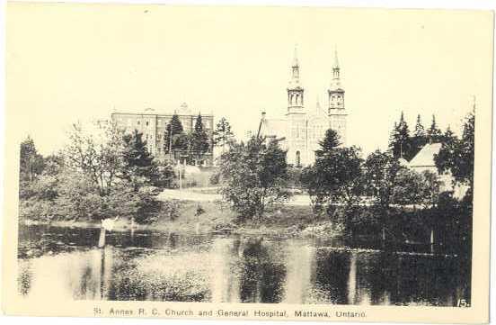 St. Annes R.C. Church and General Hospital, Mattawa, Ontario, Canada,