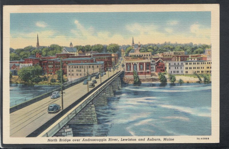 America Postcard - Androscoggin River, Lewiston & Auburn, Maine  T9936 