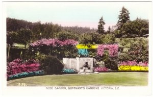 Rose Garden, Butchart Gardens, Victoria BC, Vintage Tinted RPPC Postcard #2