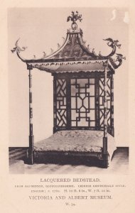 Lacquered Bedstead Gloucestershire Antique V&A Museum Postcard