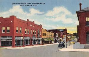 Palestine Ohio Market St Business Section Linen Antique Postcard K21237