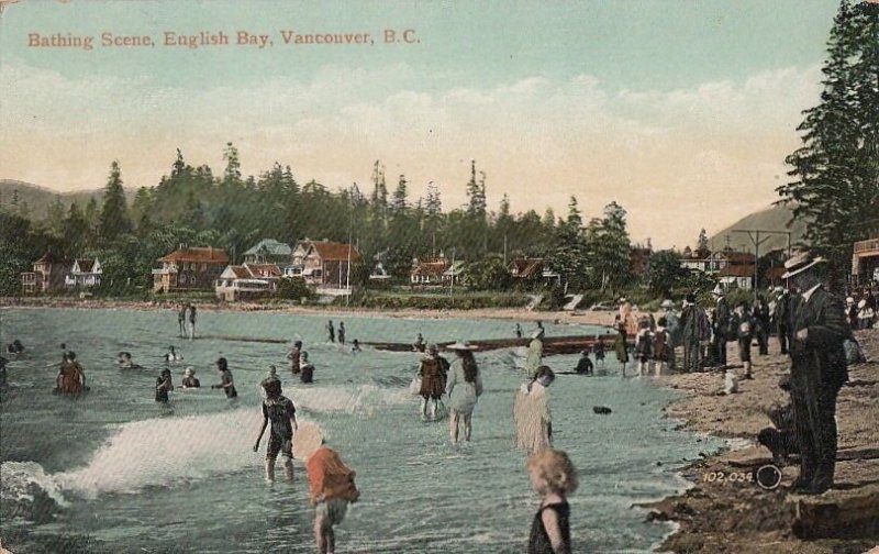 Postcard Bathing Scene English Bay Vancouver BC Canada