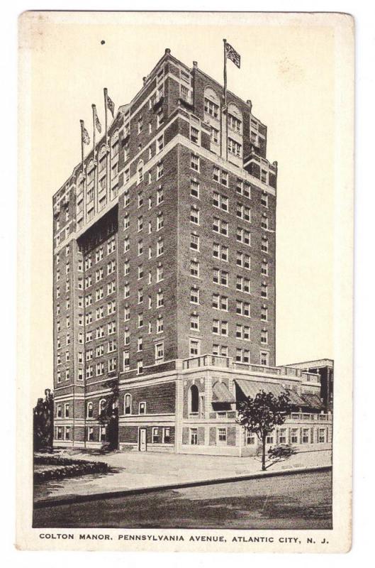 Atlantic City NJ Colton Manor Hotel Vintage Kropp Postcard