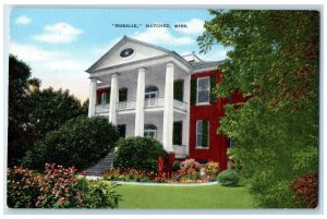 c1940 Rosalie Georgian Style Classic Columns Civil Natchez Mississippi Postcard