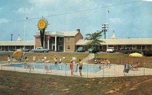 HAGERSTOWN, Maryland~MD   TOWNE MOTEL  Pool~50's Cars  ROADSIDE  Chrome Postcard