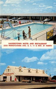 Hagerstown Maryland 1960s Postcard Hagerstown Motel & Restaurant