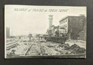 Vintage Tracks Washout Union Depot Great Flood Dayton OH Picture Postcard