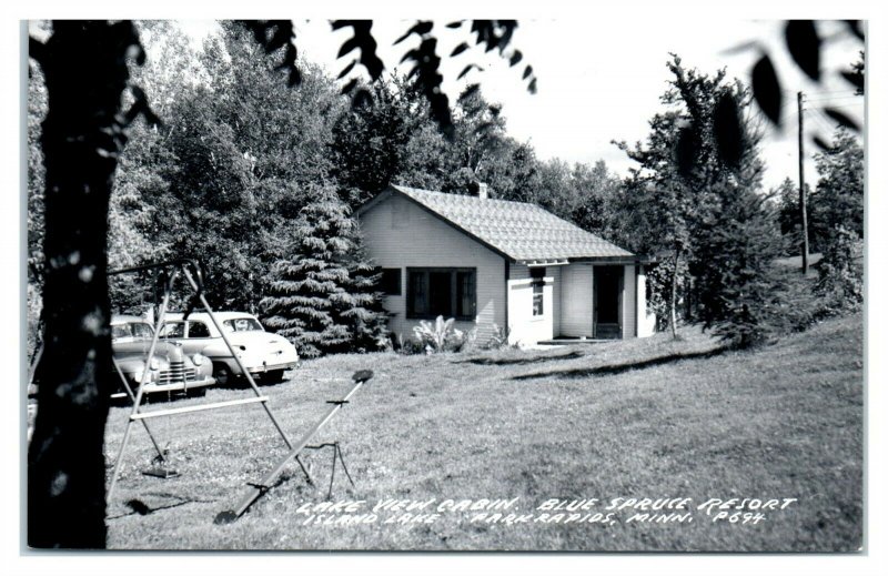 RPPC Blue Spruce Resort, Island Lake, Park Rapids, MN Real Photo Postcard *6O8