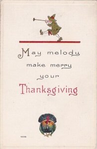 Thanksgiving Pilgrim Blowing Horn