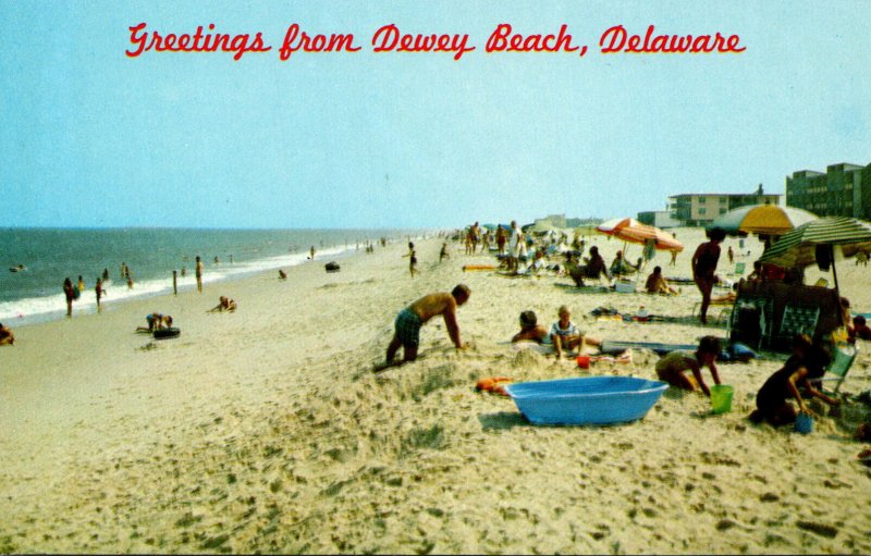 Delaware Dewey Beach Greetings Showing Beautiful Surf and Bathing Beach