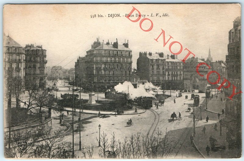 c1910s WWI Soldier Letter to Mother Postcard Place Darcy, Dijon Steam Train A29