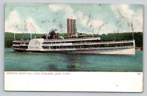 Vintage HUDSON RIVER DAY LINE Steamer NEW YORK Postcard Made in Germany