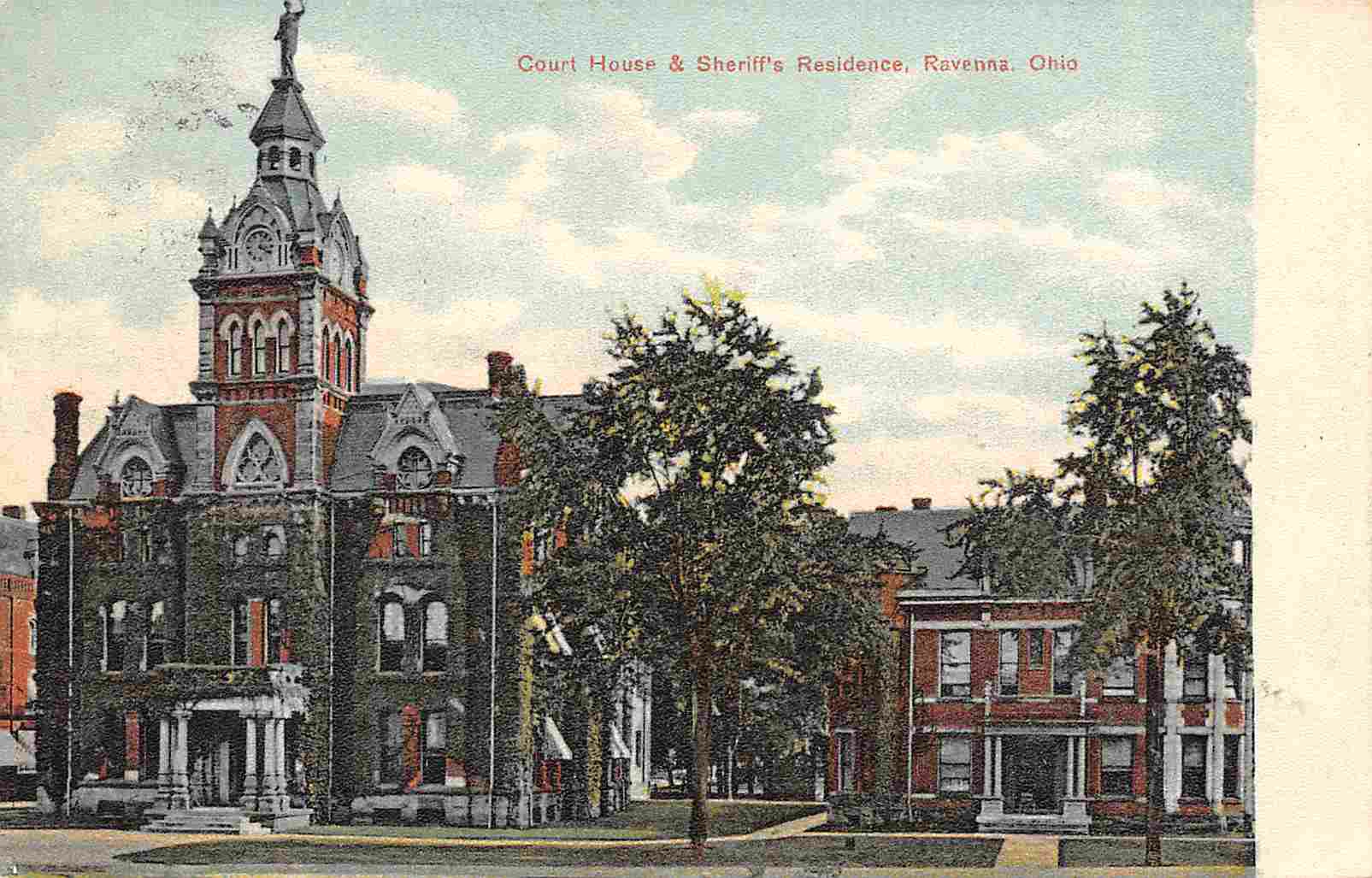 Court House Sheriff #39 s House Ravenna Ohio 1909 postcard United States