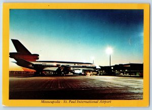 1974 Minneapolis Minnesota MN Postcard St Paul International Airport Night Scene