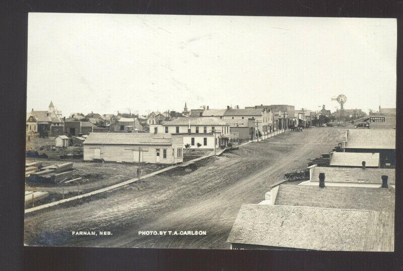 RPPC FARNAM NEBRASKA DOWNTOWN BIRDSEYE VIEW CARLSON REAL PHOTO POSTCARD