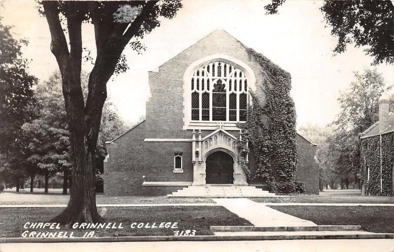 Grinnell Iowa~Grinnell College Chapel~Stained Glass Windows~1947 RPPC-Postcard