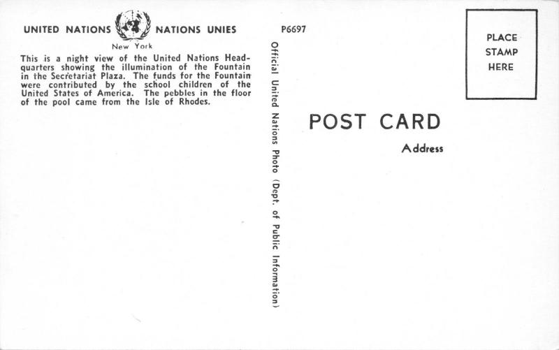 NEW YORK CITY-UNITED NATIONS-LOT OF 4 POSTCARDS 1960s